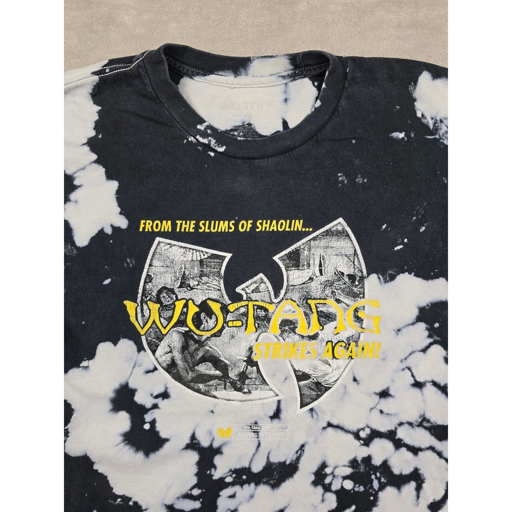 Wu-Tang Clan Graphic T-Shirt Mens L Fit M Black White Tie Dye Slums Shaolin Read